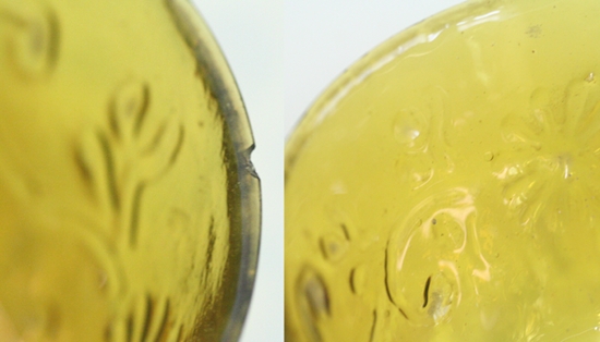 H708 江戸ガラス・黄色花文型吹ガラス鉢（江戸時代）（7）
