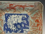 F471 古伊万里・赤絵鳳凰龍文九州地図皿（江戸時代）