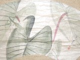 H320 中島来章筆・芋の葉に蟷螂図扇面掛軸